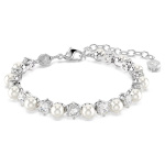 Matrix set Crystal pearl, Round cut, White, Rhodium plated